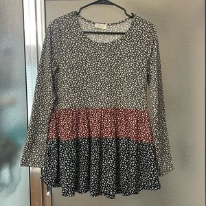 Be Stage boutique ditsy floral babydoll long sleeve top Medium